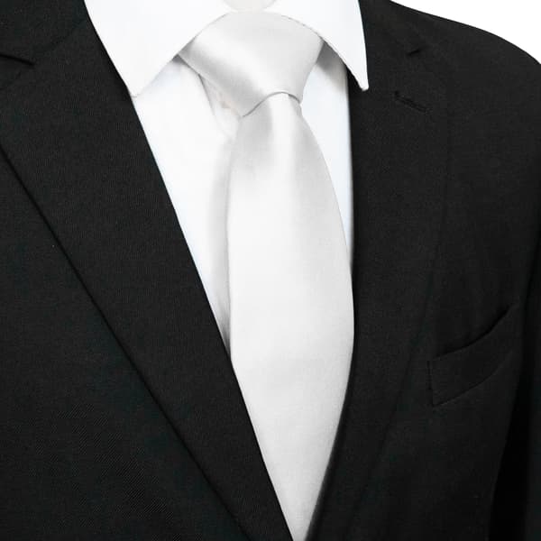 Enfärgad formell herrslips, 3,15\" × 57\" Jacquardvävd satinpolyester viktad slips, elegant halsduk för affärer, bröllop, B white