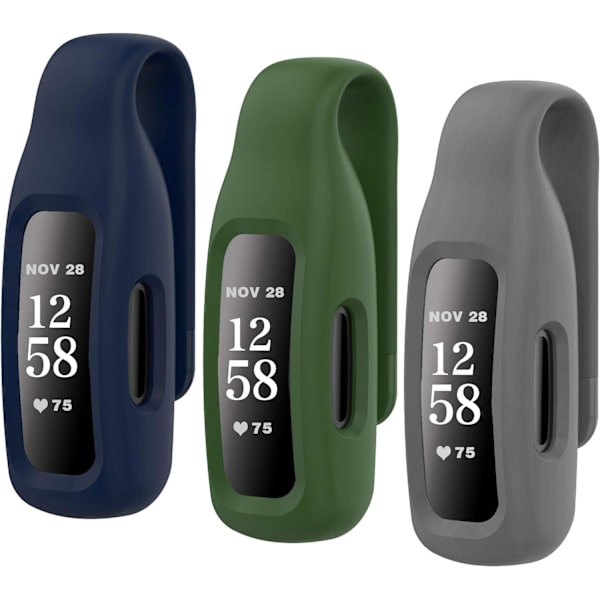 3-pack klämmor ersättning för Fitbit Inspire 2, mjuk bekväm silikonklämma 360° skyddshållare tillbehör kompatibel med Fibit Inspire 2