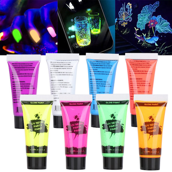 10ml kropsmalingssæt sortlys ansigt og krop maling makeup fluorescerende kropsmaling