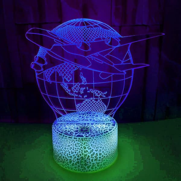 3D Fly Natlampe Illusion Natlampe 16 Farve Chan