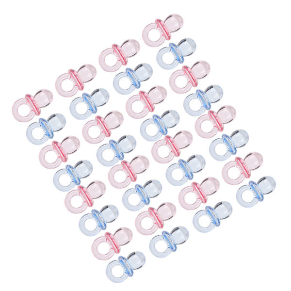 100 st Akrylnappar Födelsedagsfest Dekoration Baby Dop Lugnande Mini Färg Leksaker (Transparent Rosa Blå)