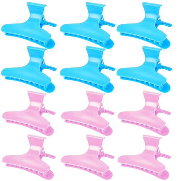 12 kappaleen perhoshiuspantapidikkeet Hiussolkipidikkeet Salon Pro -osiopidike naisille ja tytöille 6 Pink + 6 Blue