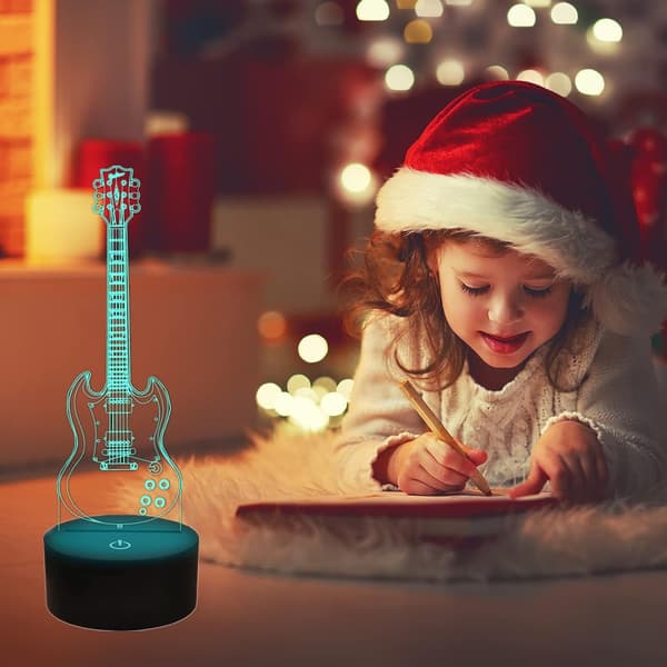 Guitar Lampe Guitar 3D Natlys Illusionslampe til Børn med