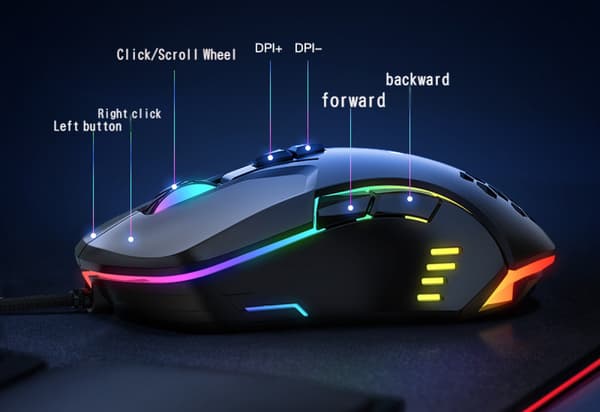 Gaming Mus Ledning [Programmerbar] [Åndedrætslys] Ergonomi
