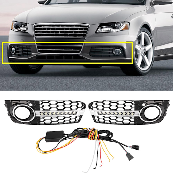 Bilgrill med LED-blinkers och varselljus för 09-11 Audi A4 B8