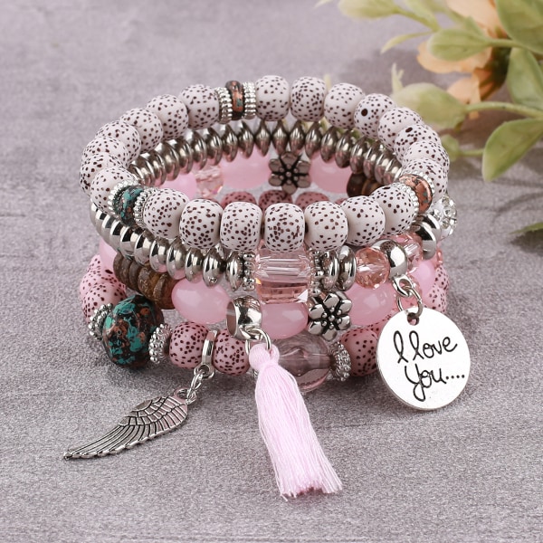 1PCS Bohemian Stackable Bead Bracelets, Multilayered Stretch