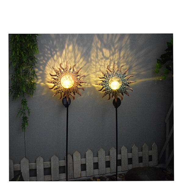 Solcellelamper Fe Moon Star Glas Globe Sti Stake Ligh