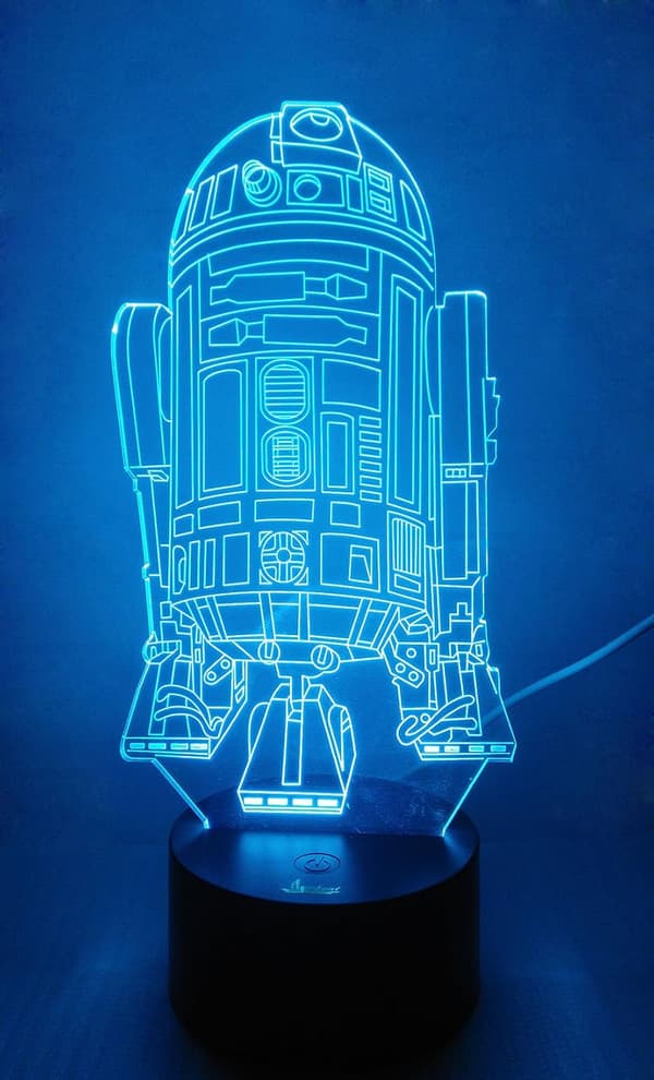 R2-D2 Robot 3D Natlys LED Illusion Lampe Sengelampe Bordlampe