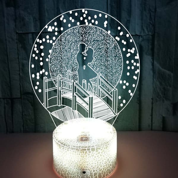 Lover Bridge Natlampe, 3D Illusionslampe, 7 Farver Changi
