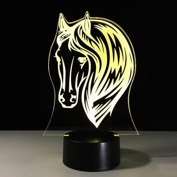 Hest 3D Natlampe 7 Farveskift LED USB Akryl Lille Natlampe