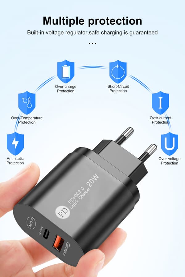 Ny PD12W mobiltelefonlader 5V2.4A ladehode type-c P