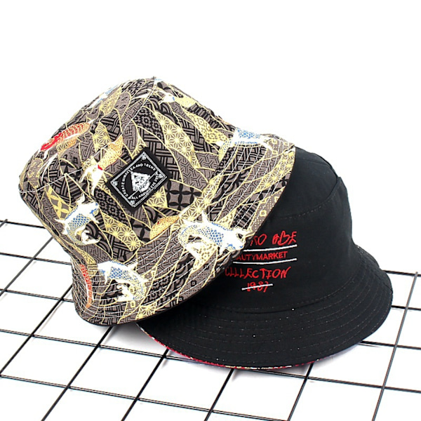 Ukiyo-e guldfisk broderad hatt unisex tryck dubbelsidig A