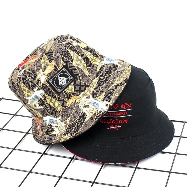 Ukiyo-e guldfisk broderad hatt unisex tryck dubbelsidig C