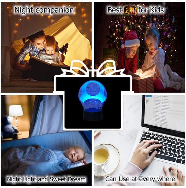 Fargerik Super Classic Game Bros Sopplampe 3D LED Nattlampe
