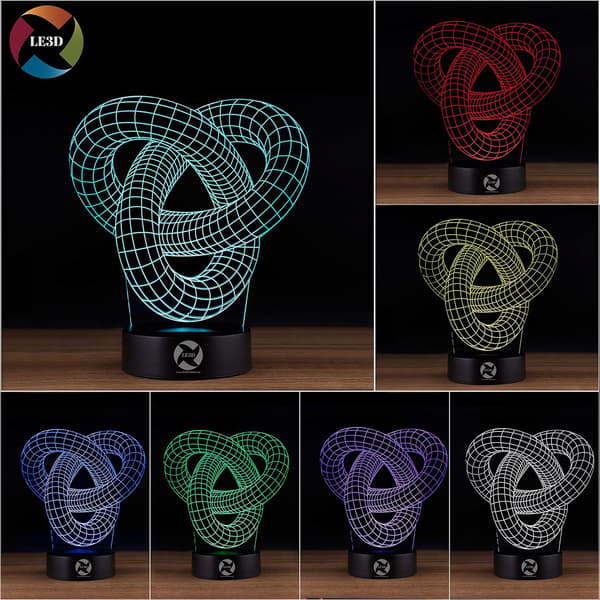 3D Optisk Illusions Natlampe - 7 LED Farveskiftende Lampe