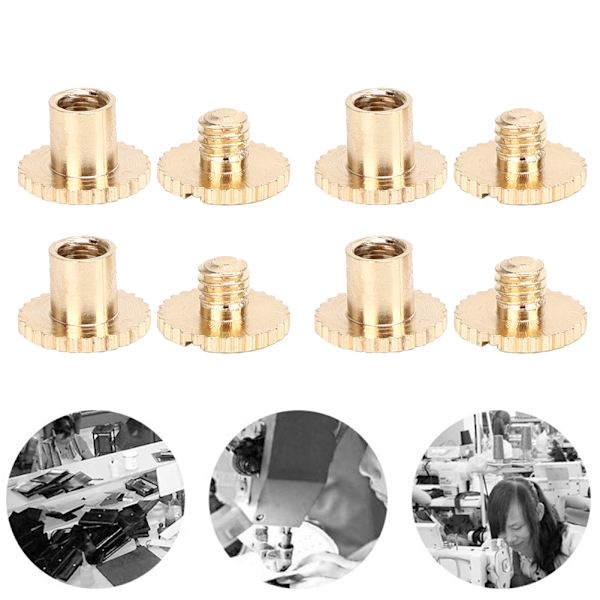 10 stk flate hoderiveter Stud Knurled Messingfestere for belter Ryggsekker Møbler Gull