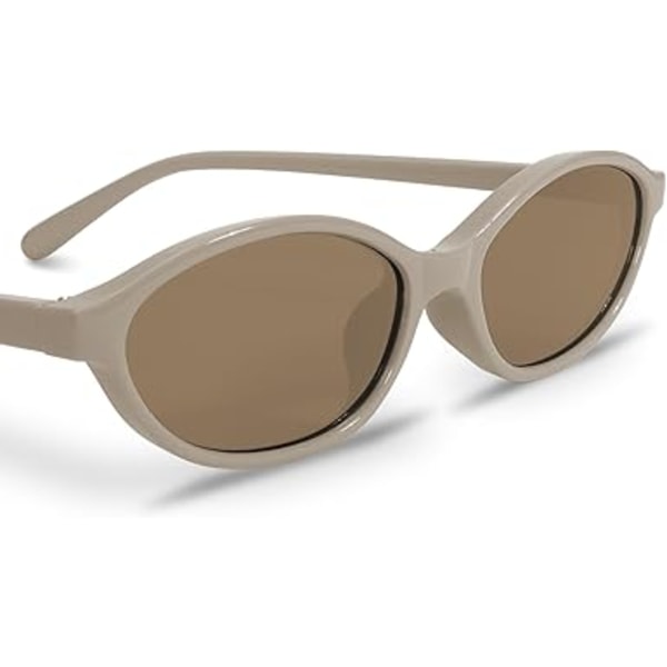 Retro soikeat aurinkolasit naisille, tyylikkäät kissansilmälasit 90-luvulta, kevyet kapeat sävyt, trendikkäät UV-suoja aurinkolasit Khaki Frame - Brown Lens