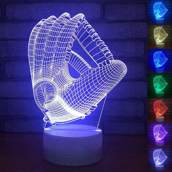 Baseballhansker 3D Visuell Optisk Illusjon Nattlys Akryl