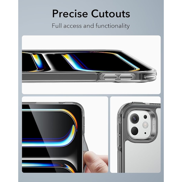 iPad Pro 11 tuuman suojakotelo M4 (2024), ohut ja kevyt, suojaa iskuilta ja pudotuksilta, ei kellastu, kova takaosa, tukee Pencil Pro -kynää Clear Black Pro 11 2024