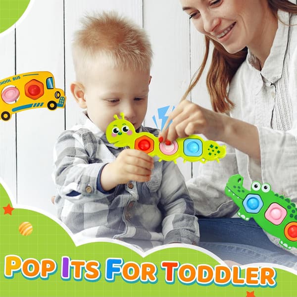 3PC Julstrumpa Fidget Popper Leksaker - Sensorisk Pop It för Småbarn, Flygplansresor & Partyfavoriter, Autism-