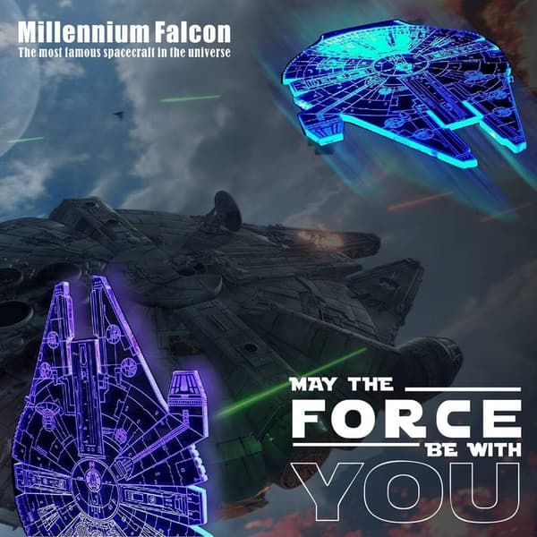 3D Illusjon Star Wars Nattlys, 4 Mønstre med Tidsfunksjon