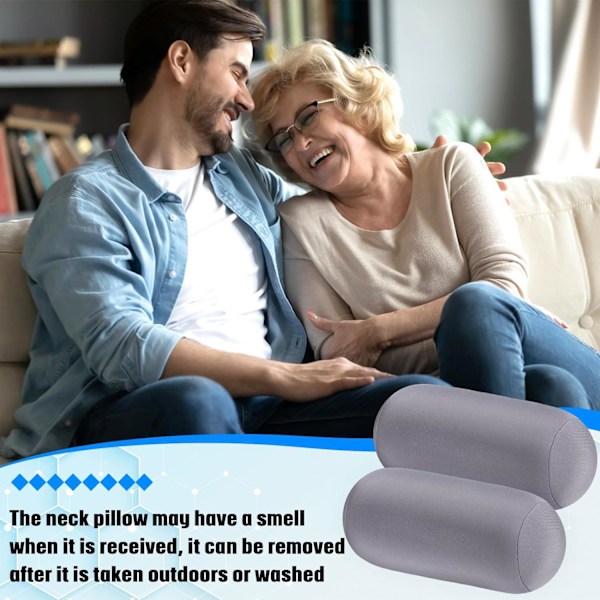 2 st mikro pärla rulle kudde 11,8 x 6,3 tum mjuk kudde bolster cylindrisk kudde mikro pärla kuddar för sova hem resor nacke huvud ryggstöd Grey