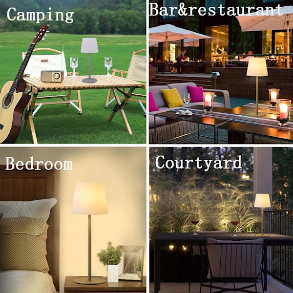 15,75 tommers moderne LED trådløs bordlampe med USB C-port IP54 fjernkontroll berøringsdimmbar skrivebordslampe for restaurant soverom