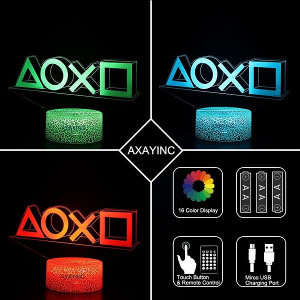 3D Natlampe LED Illusion Skrivebordslampe 7 Farveskift