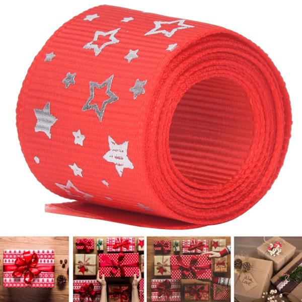 4 meter röd tryckt polyester spets tillbehör DIY presentförpackningstejp julband festivaler förpackningsbälte stil 4