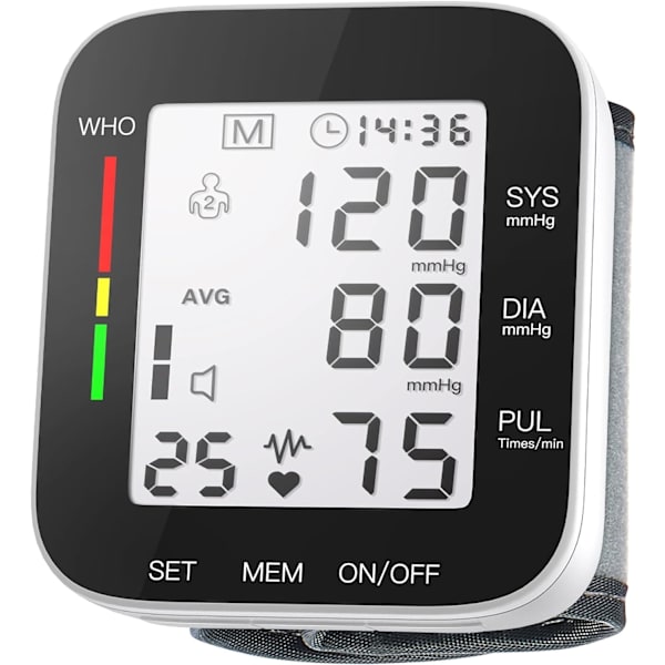 Automaattinen verenpainemittari verenpainemittari kotikäyttöön Ääni Suuri LCD-näyttö Verenpainemansetti Ranne verenpainemittari 2X99 Lukemat