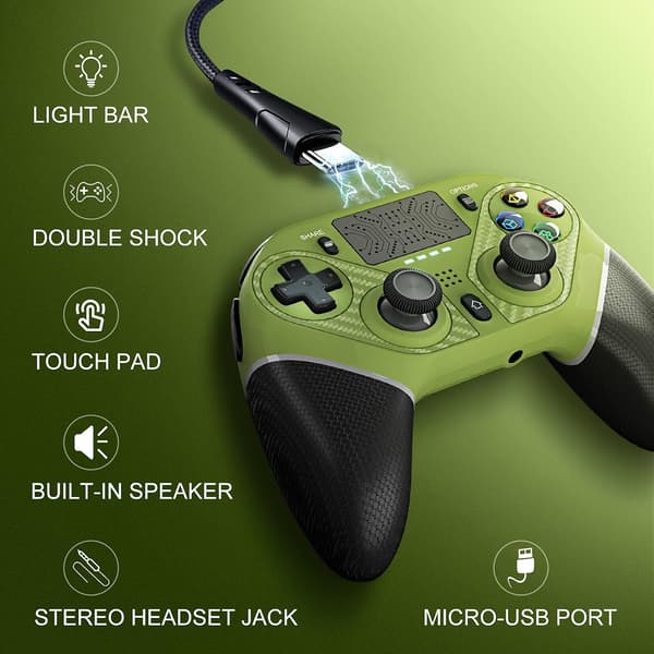 Trådløs kontroller for PS4, PlayStation 4 Gamepad Joystick Green