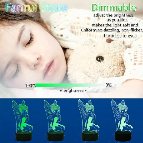 Fairy Tinkerbell Figurlampa - Tinker Bell Miss Elf 3D Snöflinga