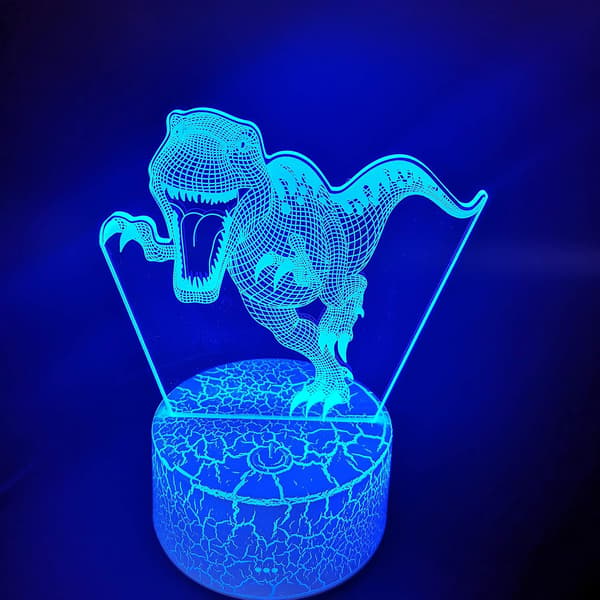 3D Dinosaur Natlampe Illusionslampe natlys 7 Farver T