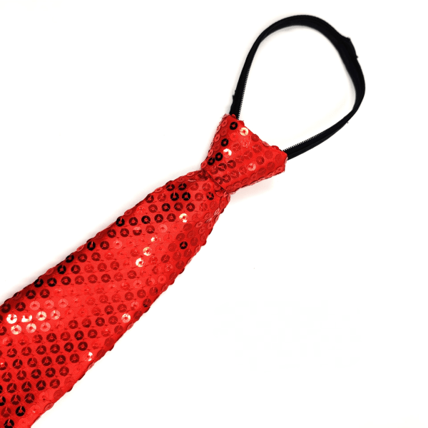 Herr Sequin Slipsar Självbunden Shine Skinny Halsduk Mode Cos Red