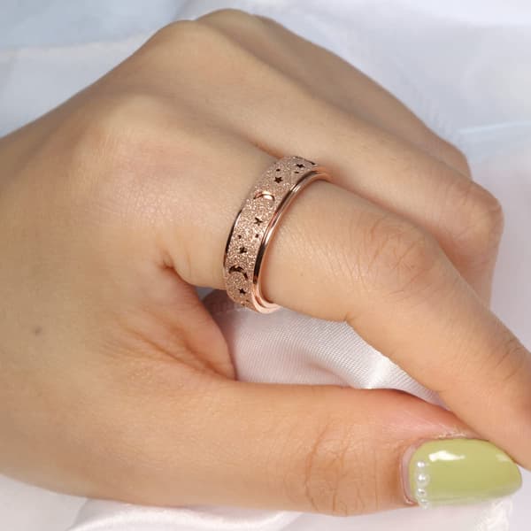 Angst Spinner Fidget Ring til kvinder og voksne - Spinner Fidget Ringe, 3 stk. sæt, Rosaguld, Sølv, Regnbue, Størrelse 6, Dagligdags tilbehør 7
