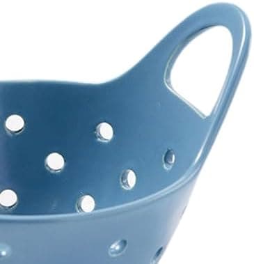 Blå keramisk multifunktionel frugtskål med si, køkkenbordopbevaring til råvarer blue