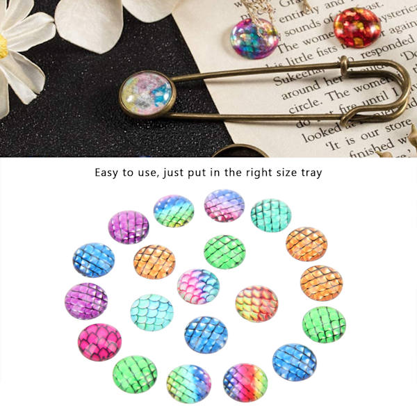 20 stk. Drageskala Resin Flade Cabochons Lyse Farver 12mm Dome Cabochons Ædelstene til DIY Halskæder Armbånd Øreringe