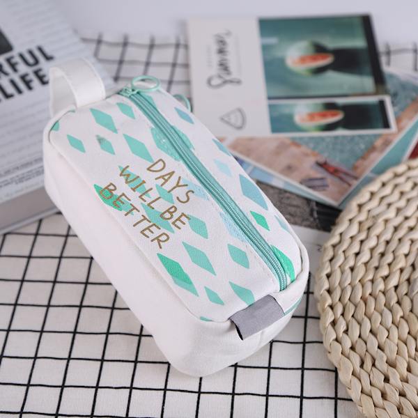 Stor Kapacitet Lærred Blyantsæske Pen Box Pung Stationery Makeup Kosmetik Taske(rhombisk)