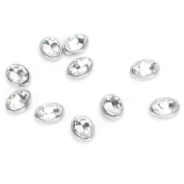 10 st Klor Rhinestone 10x14mm Oval Clawless Kant Osydd Kläder Väskor Skor Hattar Handsydda Tillbehör(Vit )
