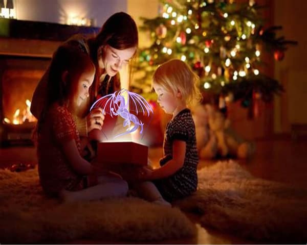 3D Lampe Optisk Illusjon Nattlys, 16 Farger Endres med R