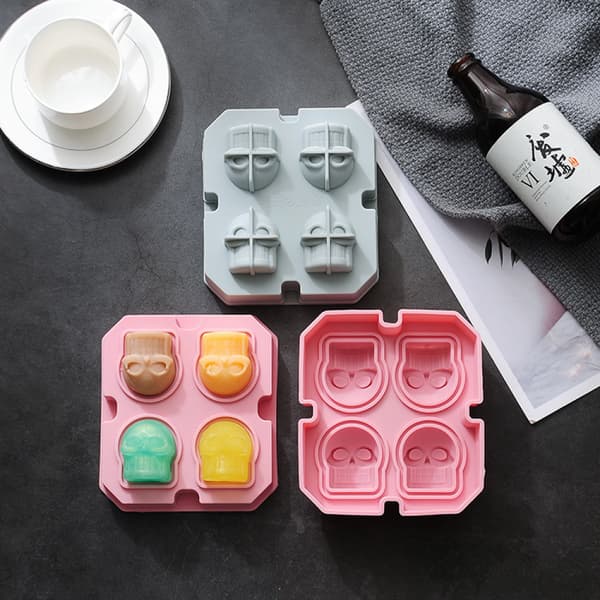 4 Hodeskalle Hode Isbitform Silikonform Bar DIY Morsom Isboks I