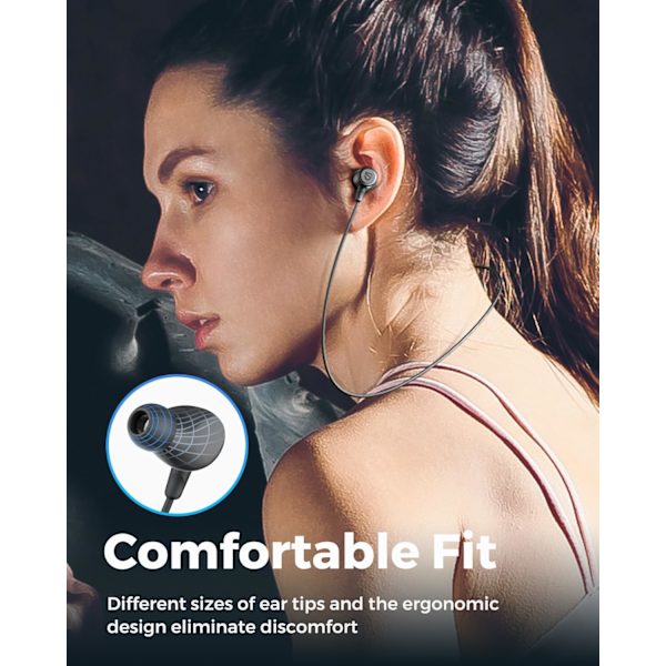 Q30 HD+ Bluetooth-kuulokkeet korvan sisäiset langattomat 5.2 magneettiset kuulokkeet IPX5 hikikestävät nappikuulokkeet mikrofonilla urheiluun, upea basso, 10 mm:n ajurit, Black