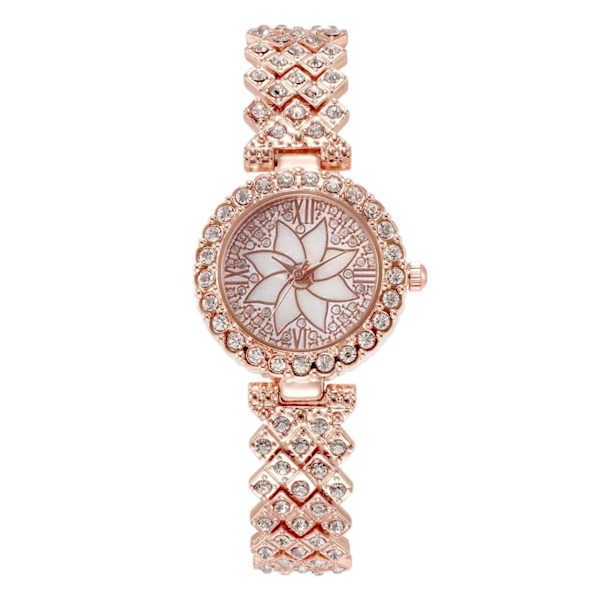 Luksuriøse Dameure med Stålrem og Diamanter, Kvarts Armbåndsur, Eksklusive Gaver til Kvinder Rose Gold