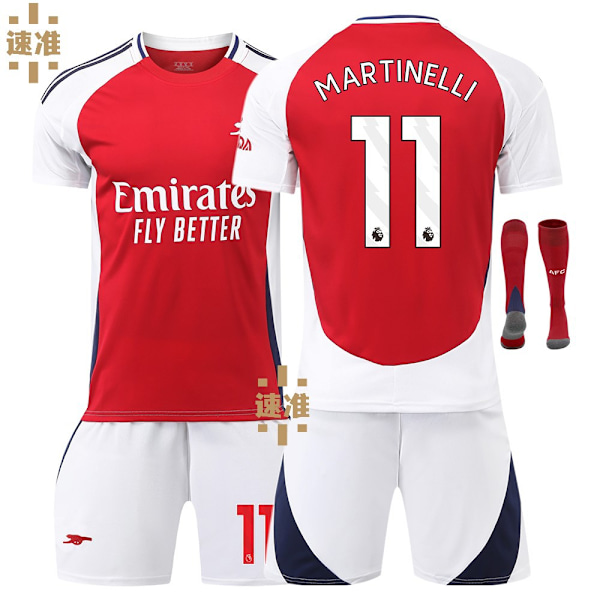 Fotballdraktsett, Arsenal NO.11 Martinelli fotballdrakt for gutter og jenter, pustende og hurtigtørkende fotballdrakt XL