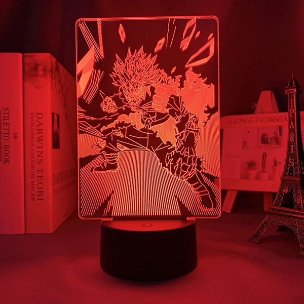 My Hero Academia Lampe, My Hero Academia Bursdagsdekorasjoner, Himiko Toga Ochako Uraraka Shoto Todoroki Izuku Midoriya Figur 3D Nattelys