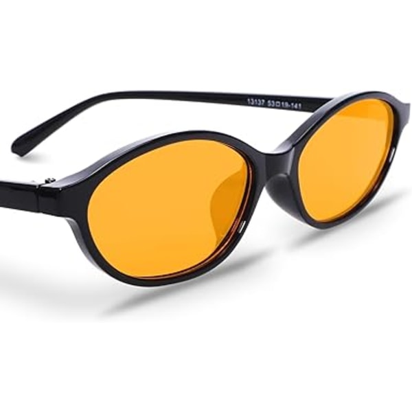 Retro soikeat aurinkolasit naisille, tyylikkäät kissansilmälasit 90-luvulta, kevyet kapeat sävyt, trendikkäät UV-suoja aurinkolasit Black Frame - Orange Lens