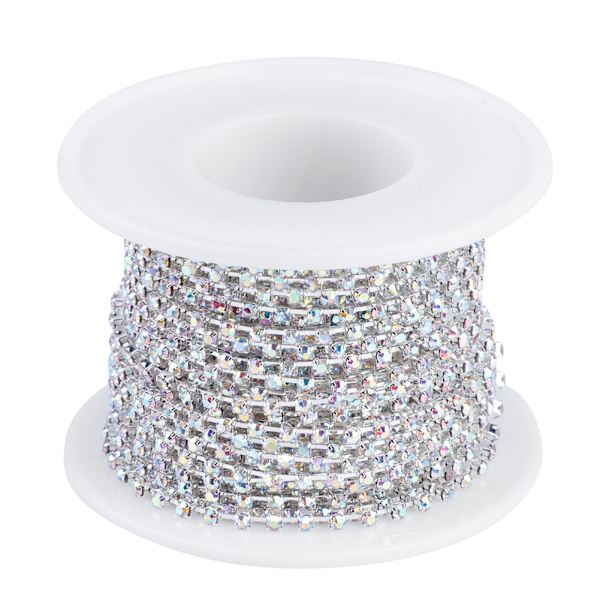 1 rulle kristallkedja för gör-det-själv-halsband, bröllopsdekoration, accessoarer (ss6 silver)