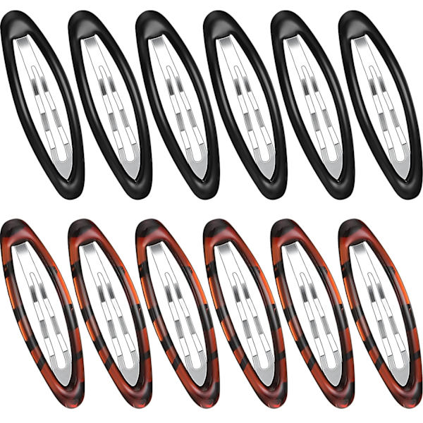 12 stk ovale spenne hårklemmer skilpadde metall epoxy hårklemmer ellipse spenneklemmer sklisikre spenne hårtilbehør spenner Fresh Style