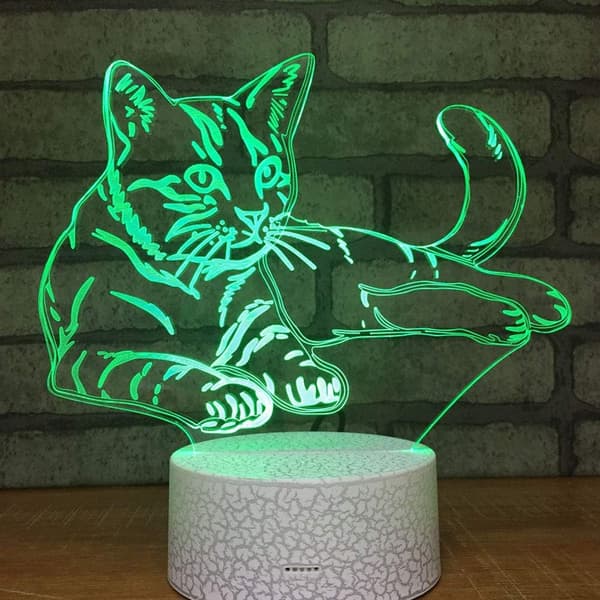 Abstrakt 3D Blomst Optisk Illusjon Nattlys 7 Farger C