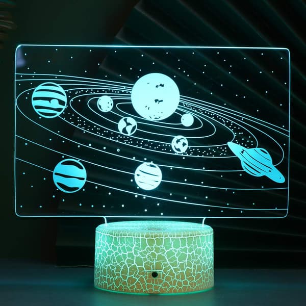 Sol System 3D Illusjon Nattlys, 7 Farger Nattlys